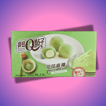 Matcha ízű mochi, rágós rizslabdák matcha töltelékkel, japán zöld tea édesség