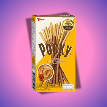 Mandulás Pocky pálcikák, csokoládé bevonattal és ropogós manduladarabokkal, japán édesség.