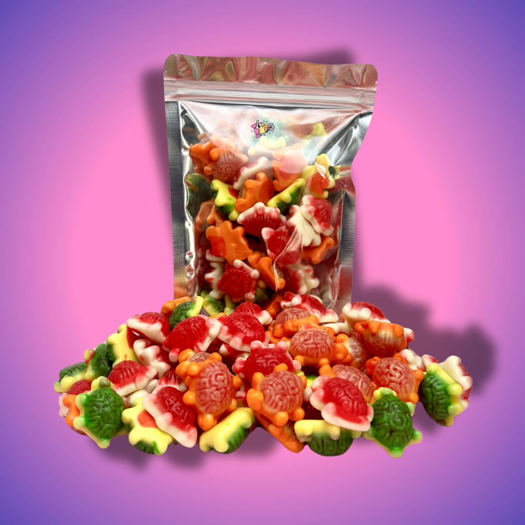 Vidal töltött teknős alakú gumicukor 1 kg kiszerelésben – színes, gyümölcsízű, töltött édesség.